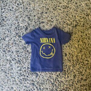 Nirvana Navy Blue Smiley Face Band T-Shirt Tee Baby Seattle Grunge 18 Months